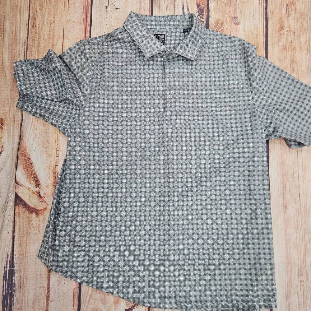 NEW F/X FUSION men's diamond print polo in silver